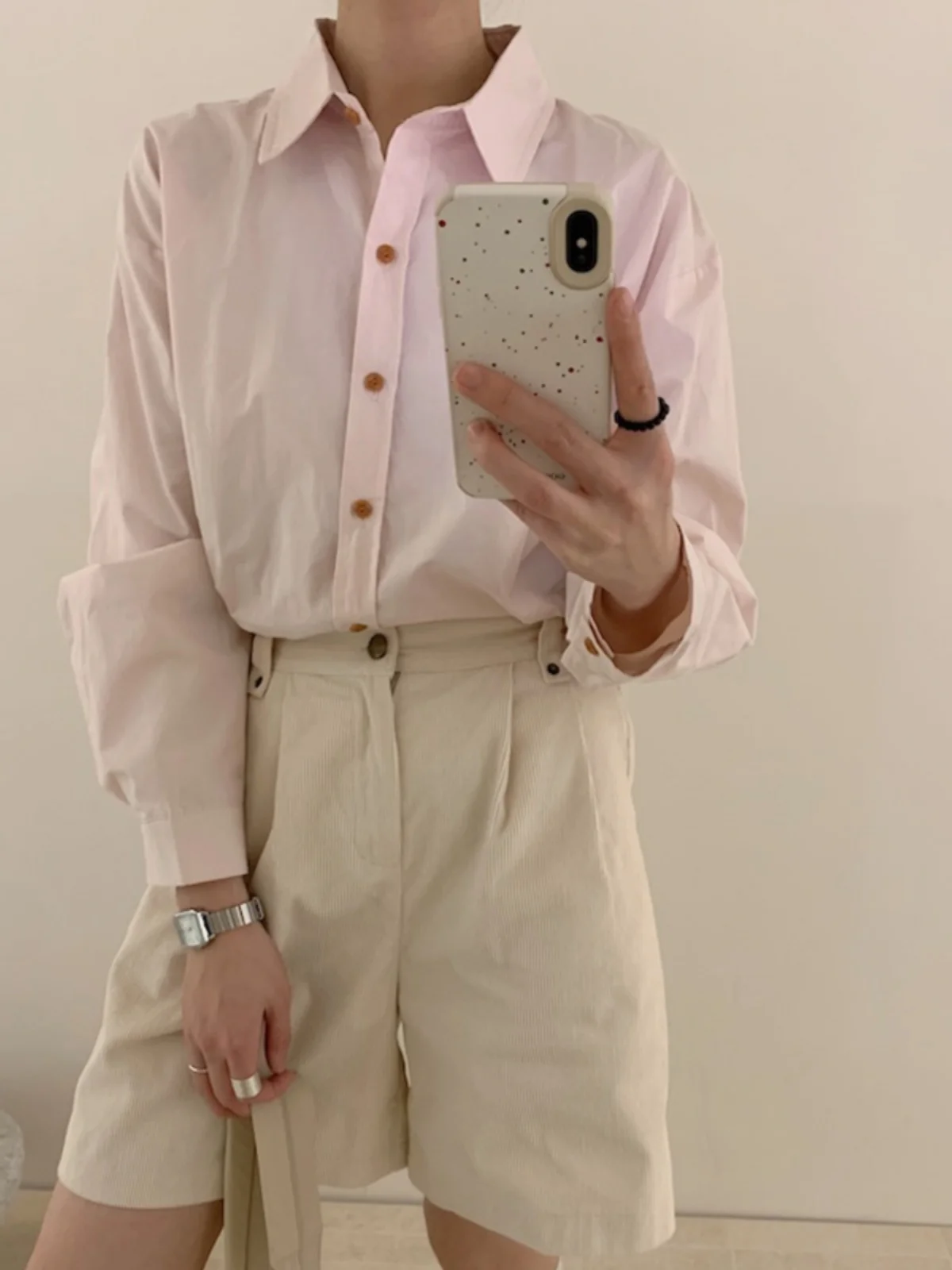 

Pastel Pink Women's Ne irt Loose Fit Candy Color Spring New Sle Faionable Casual Long Sve Cotton Top