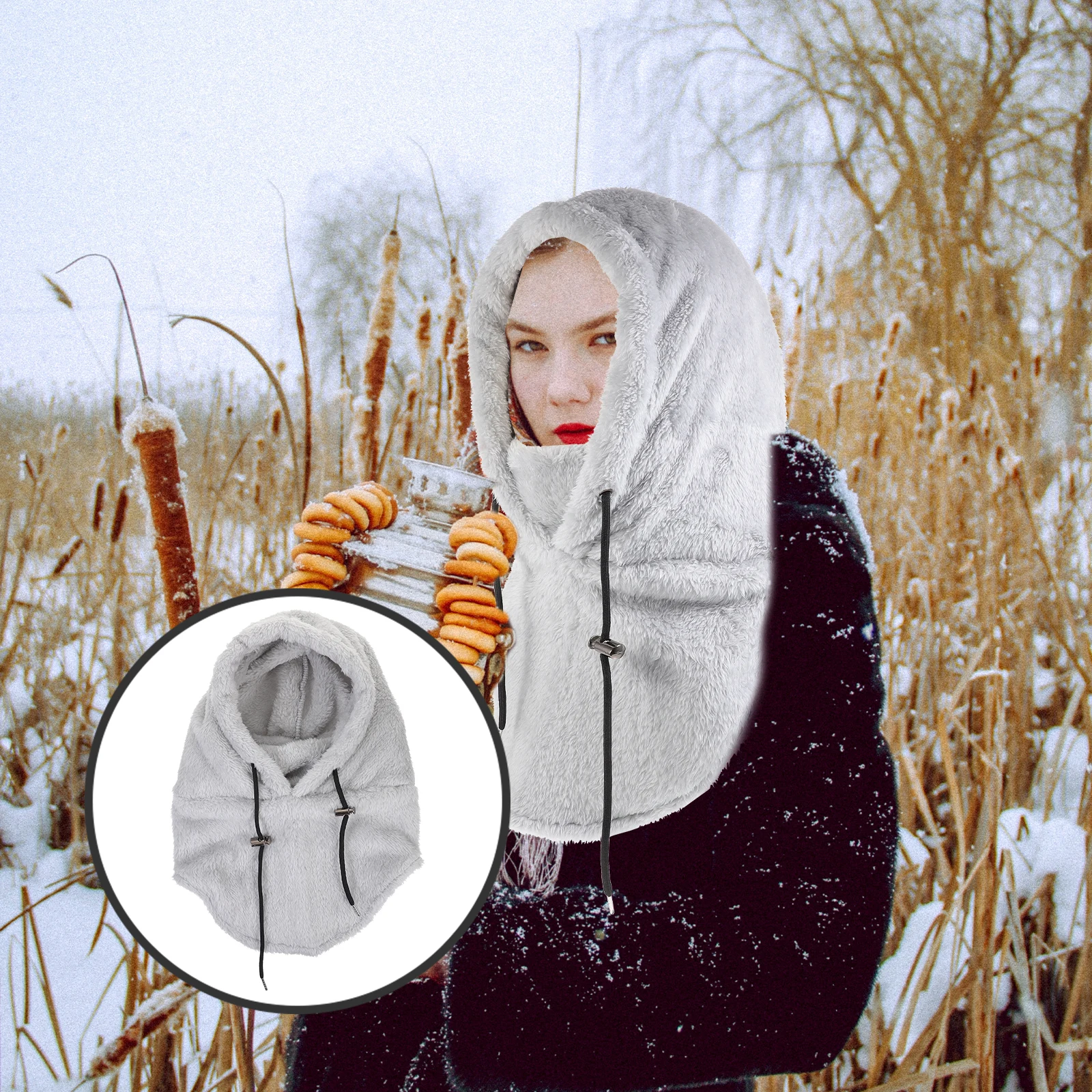 

Windproof and Warm Hat Face Masks Cover Cap Thermal Ski Riding Outdoor Anti-cold Facial Hood Arctic Fleece Balaclava