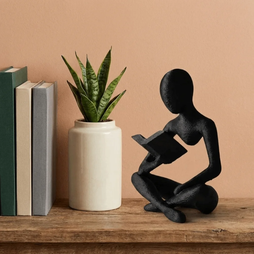 Modern Mini Reader Sculpture Ornament Abstract Decorative Reader-Shaped Statue Minimalist 3D Printed Thinker Statue Study
