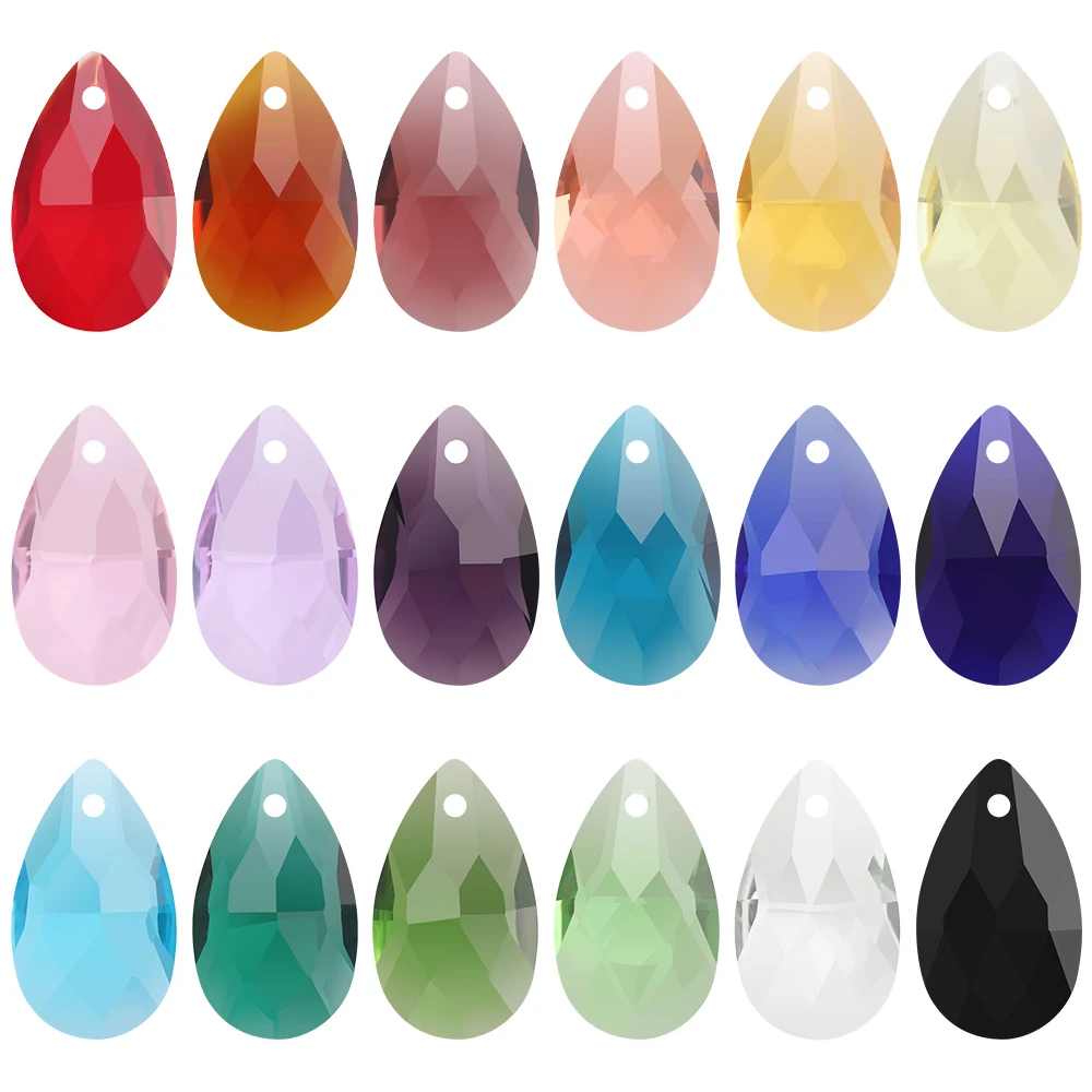 20Pcs/Lot Lampwork Glass Teardrop Beads Red 13X22mm Crystal Pear Pendant For DIY Jewelry Making Necklaces Handicrafts Supplies