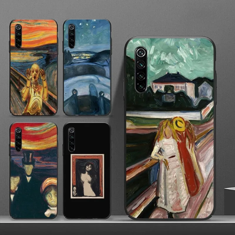 Munch Vintage Oil Painting Phone Case for Realme GT 2 9i 8i 7i Pro X50 X2 C35 C21 C20 C11 C3 Black Soft Phone Cover