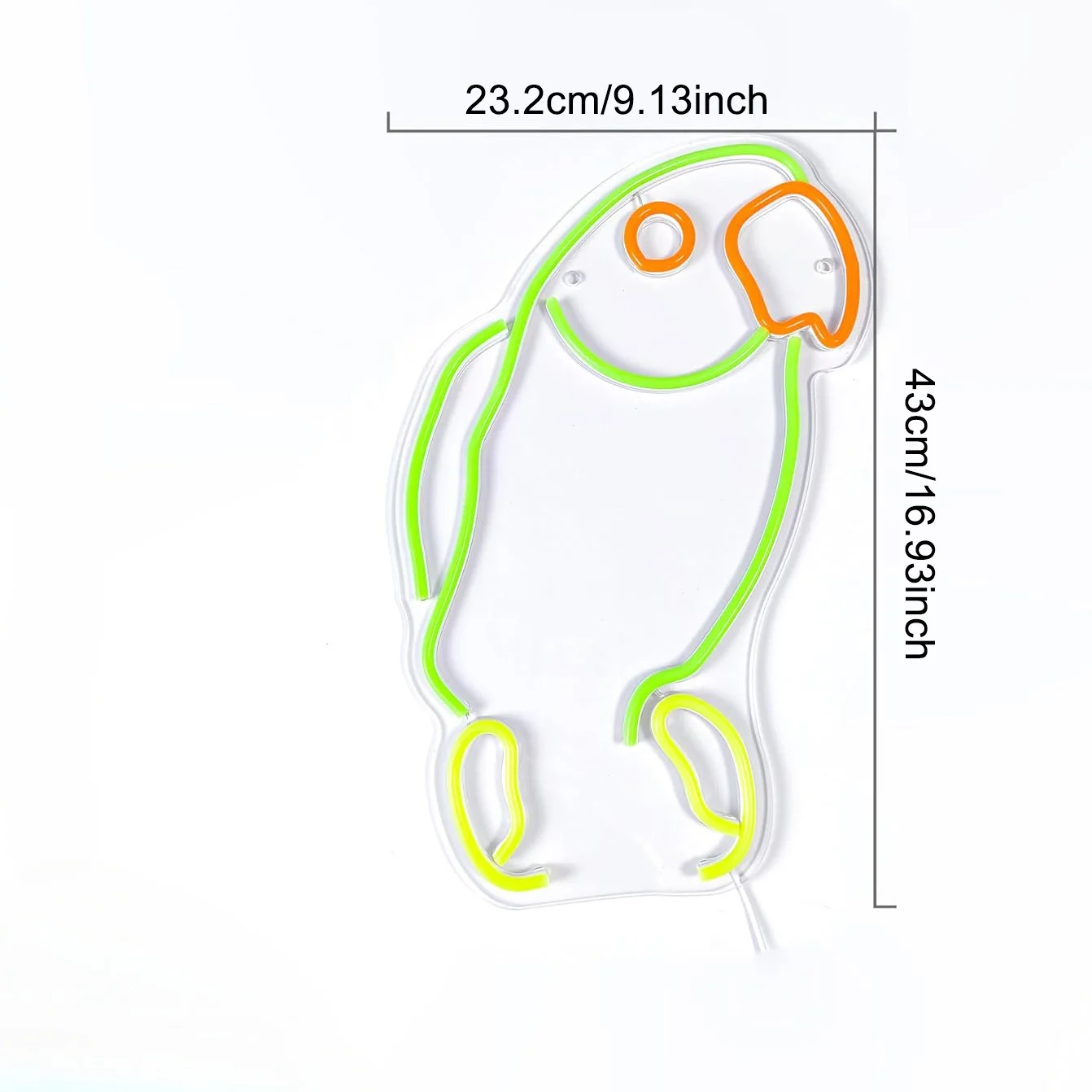 Parrot LED Neon Light - USB Powered, With Dimmer, Adjustable Brightness, Perfect for Living Rooms, Offices, Tropical Decor