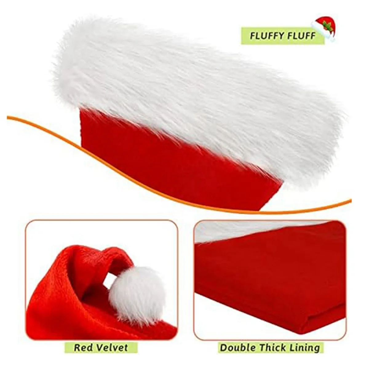 Christmas Hat, Santa Hat Holiday for Adults Unisex Comfort Extra Thicken Fur Xmas Hat for New Year Festive Party