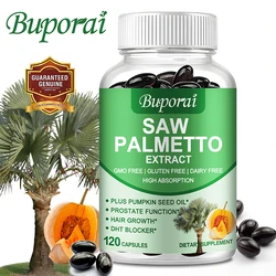 Saw Palmetto Capsules - with Pumpkin Seed Oil - Promotes Prostate Health, Urinary Tract Support, Reduces Hair Loss