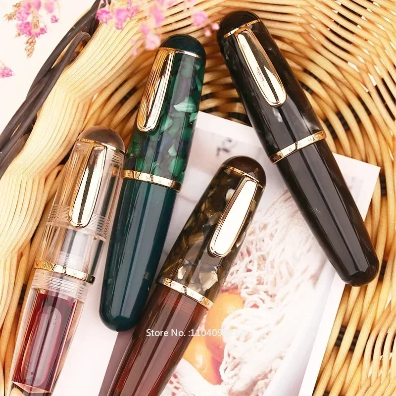 MAJOHN Q1 Mini Acrylic Fountain Pen Multicolored Portable Ink Pen Iridium EF/F Nib Palm Short Writing Set  Stationery