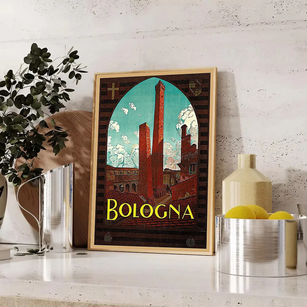 خمر بولونيا إيطاليا قماش جدار الفن السفر التصوير يطبع أوروبا سيتي سكيب صور ديكور المنزل هدية #1