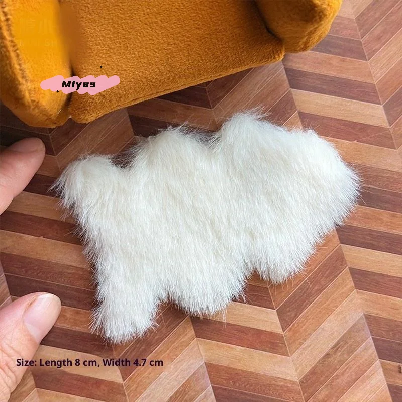 1/12 Schaal Imitatie Schapenvacht Pluche Tapijt Poppenhuis Vloermat voor Slaapkamer Woonkamer Model Poppenhuis Decoratieve Accessoire