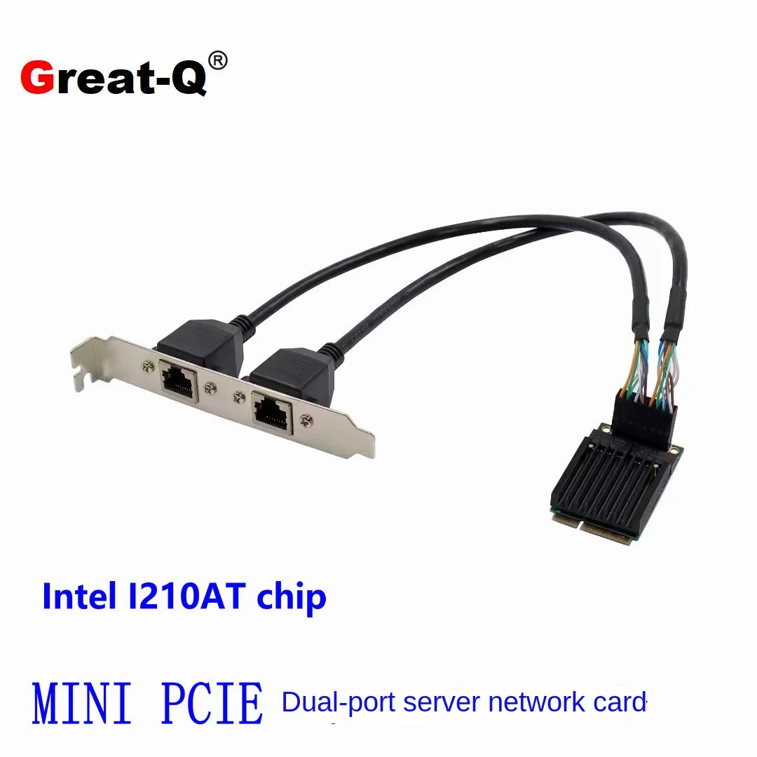 Mini PCIE dual port gigabit copper cable RJ45 industrial control grade LAN server network card I210AT