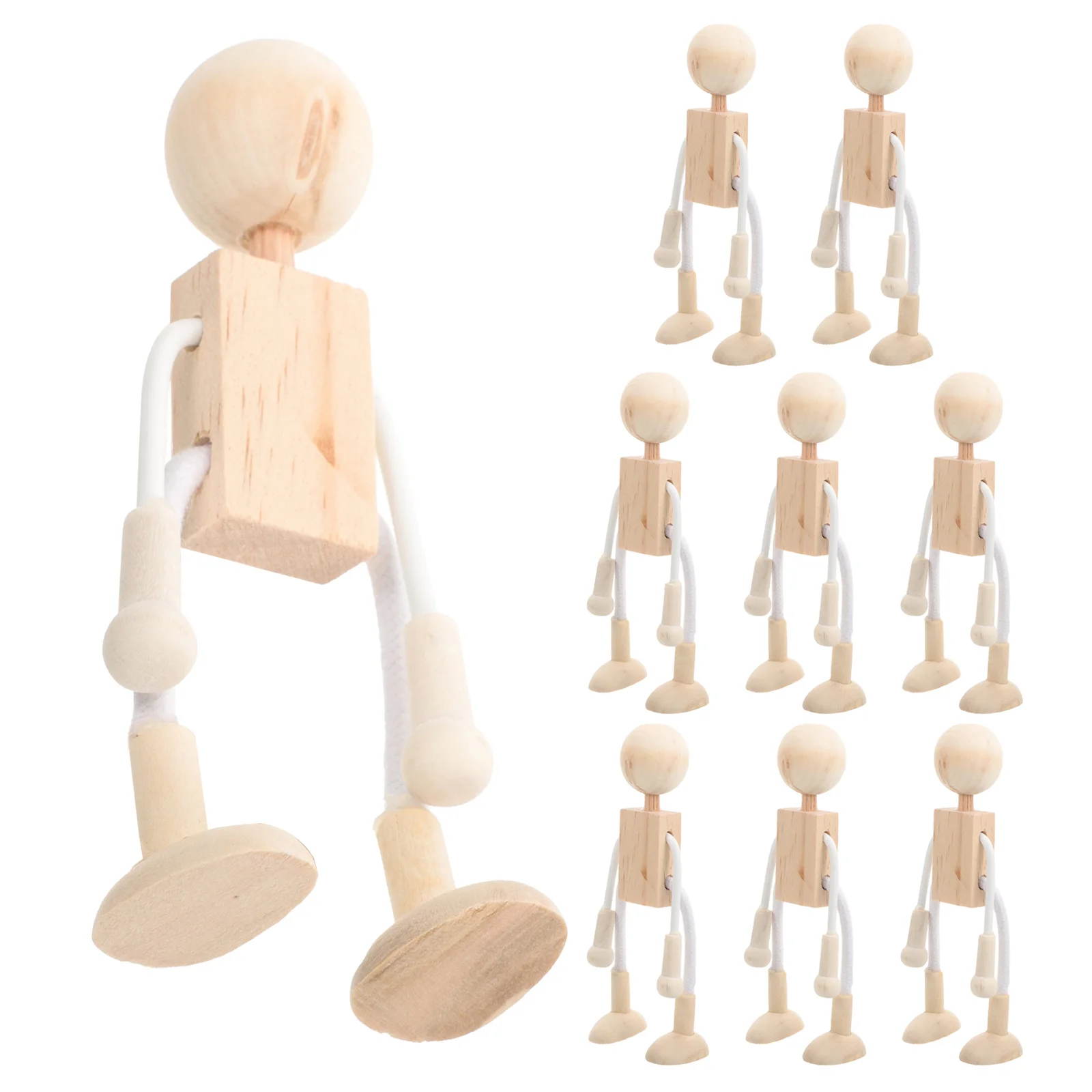 9Pcs Unfinished Wooden People Natural Wood Peg Figures for Kids Painting Craft DIY Decorative Ornament Travel Friendly