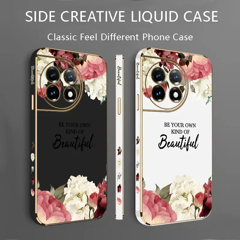 Quiet Flowers Luxury Plating Phone Case For Oneplus 11R 11Pro 11 10T 10Pro 9RT 10R 9 9Pro 8T 9R Ace2 Ace2V Ace2Pro Ace Cover