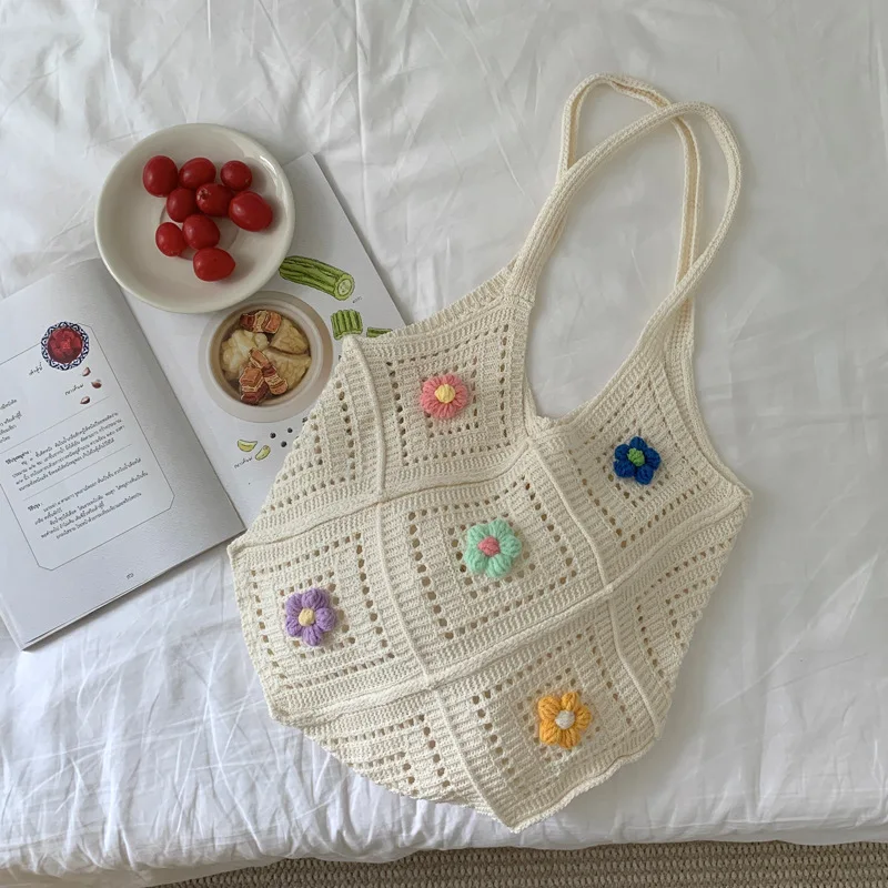 Neue Modische Gestrickte Hohle Bucket-Tasche mit Großer Kapazität, Französische Strand-Urlaubstasche, Trendige Damen-Shopper-Tasche