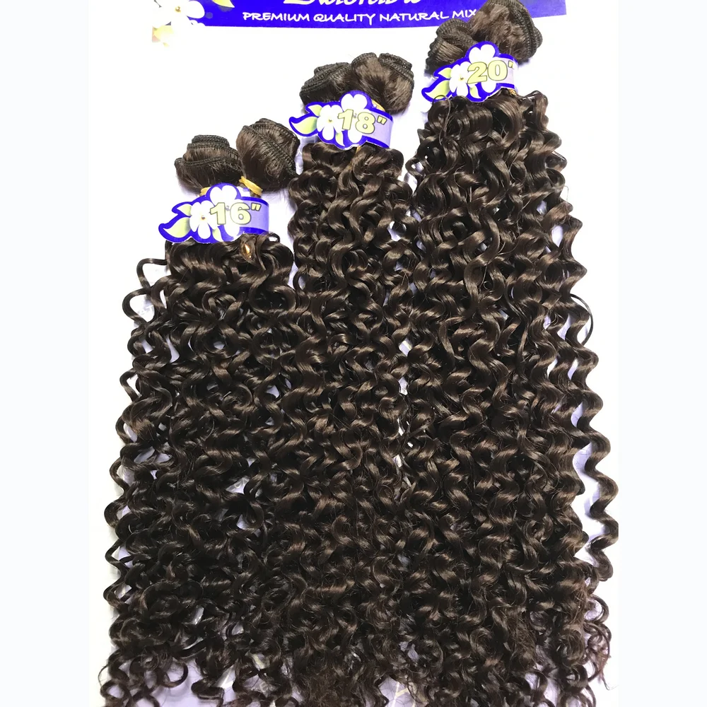 شعر صناعي رائع ينسج موجة إسبانية 6 حزم/وحدة وصلات شعر مجعد غير معالجة دروبشيب #4