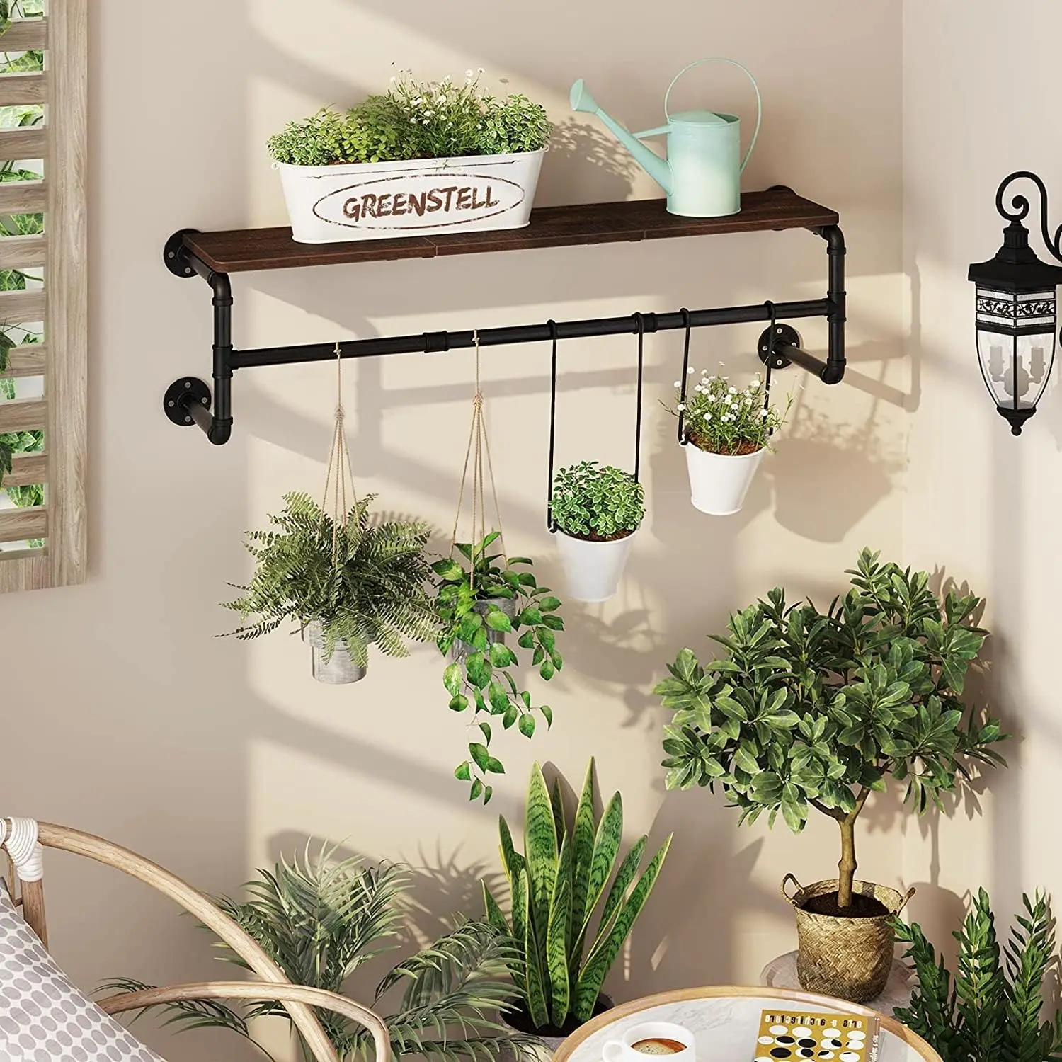 Industrial Pipe Clothes Rack with Wooden Shelf – Wall-Mounted Hanging Organizer for Bedroom, Closet, Entryway & Laundry Room 6