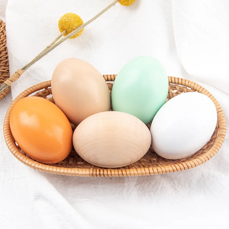 16 styles Wooden simulation Egg kitchen Color Painting Duck Eggs  Children's Educational play house toys Party toys Easter Gifts