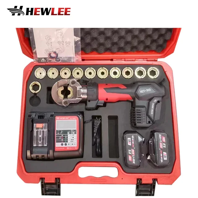 HEWLEE HZT-300 Electric Crimping Tool Hydraulic Cable Lug Battery Powered Crimping Tool Cordless Battery Terminal Crimping Tool