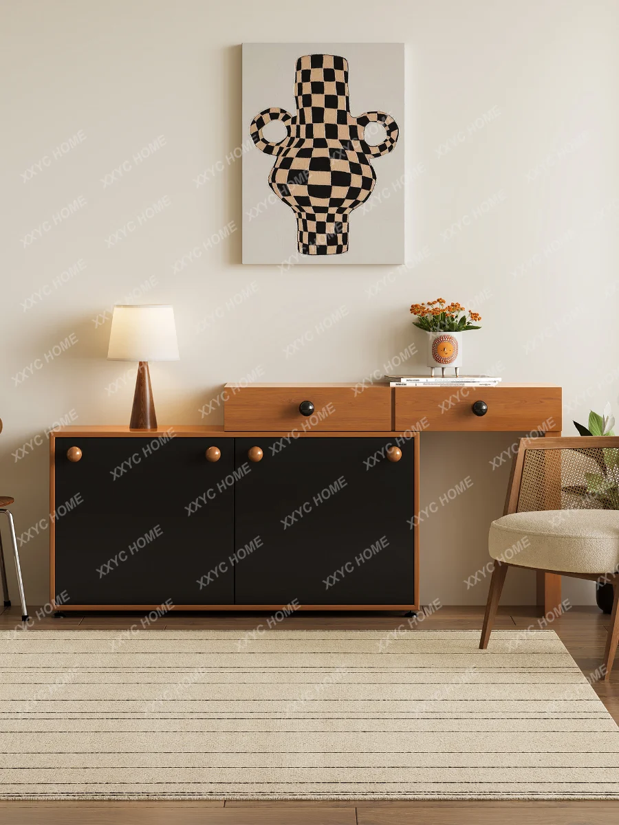 

L retro bedroom light luxury high-end makeup table storage integrated bedside medieval chest