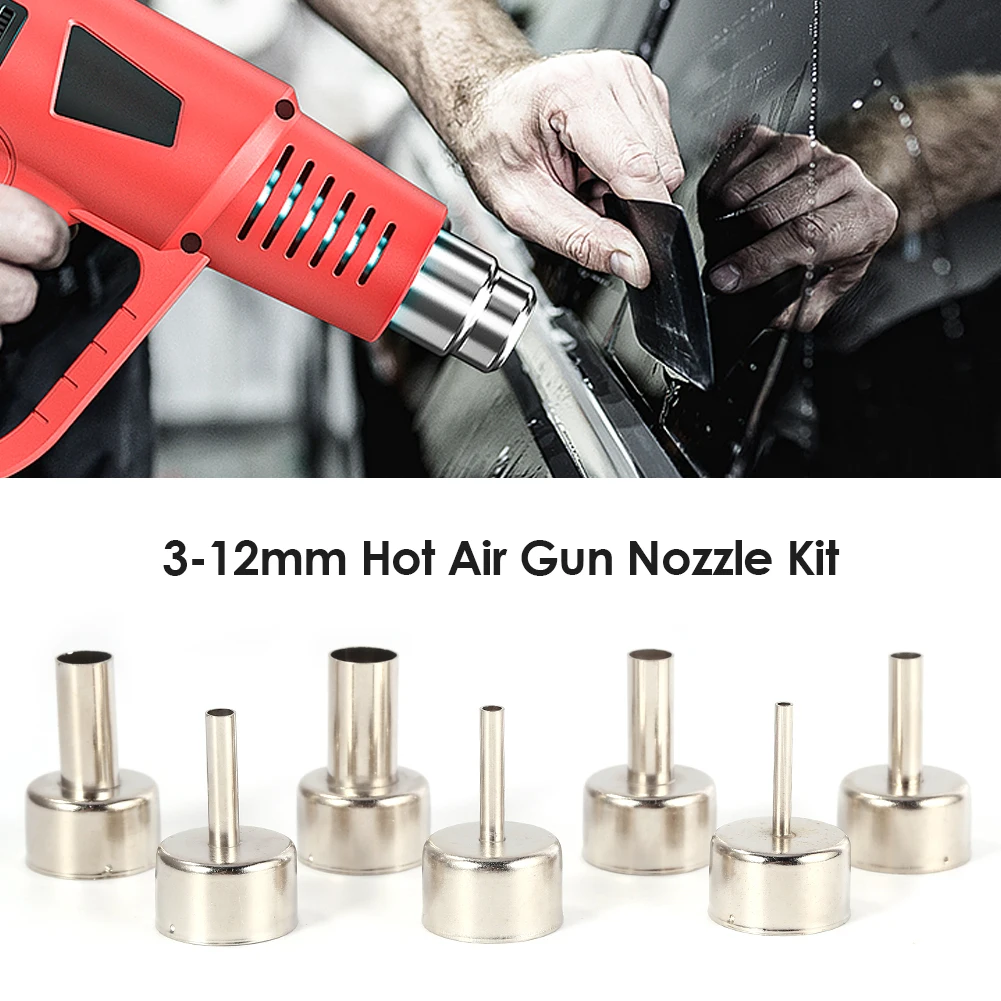 3-12mm Stainless Steel Hot Air Gun Nozzle Kit for 858D Soldering Station Gun Tip Heat Gun Digital Display Adjustable Temp