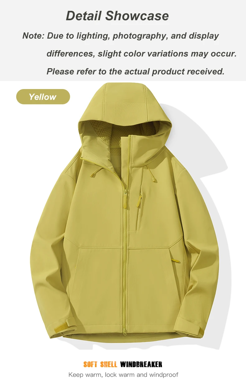 EUMERGX Herren Damen Wasserdichte Softshell-Jacke mit Innenfleece Warme Windjacke Unisex Wander- Kletter- Trekking-Outdoor-Regenjacke – Detail 9