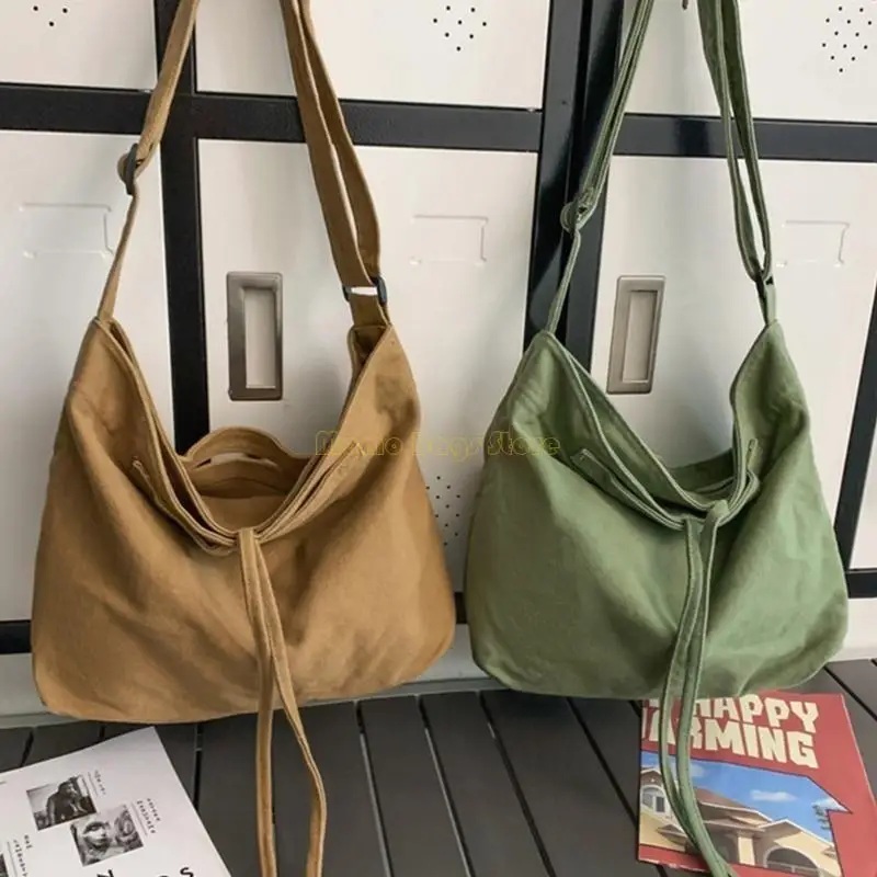 X90D حقيبة ساعي المرأة بلون حقيبة قماش قنب النمط الياباني حقائب عادية الموضة #6