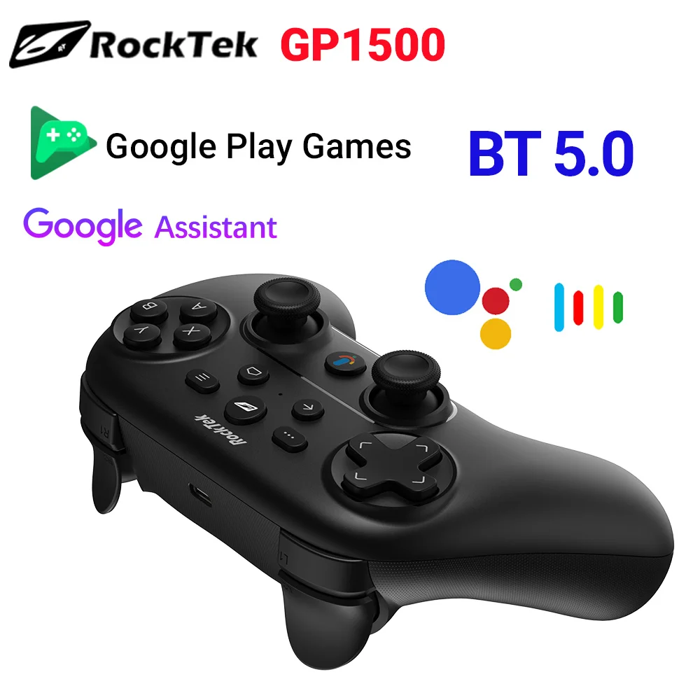 RockTek GP1500 Gamepad with BT and Wired Dual Mode Force Feedback Working with Google Certificated Box TV Stick Dongle Android