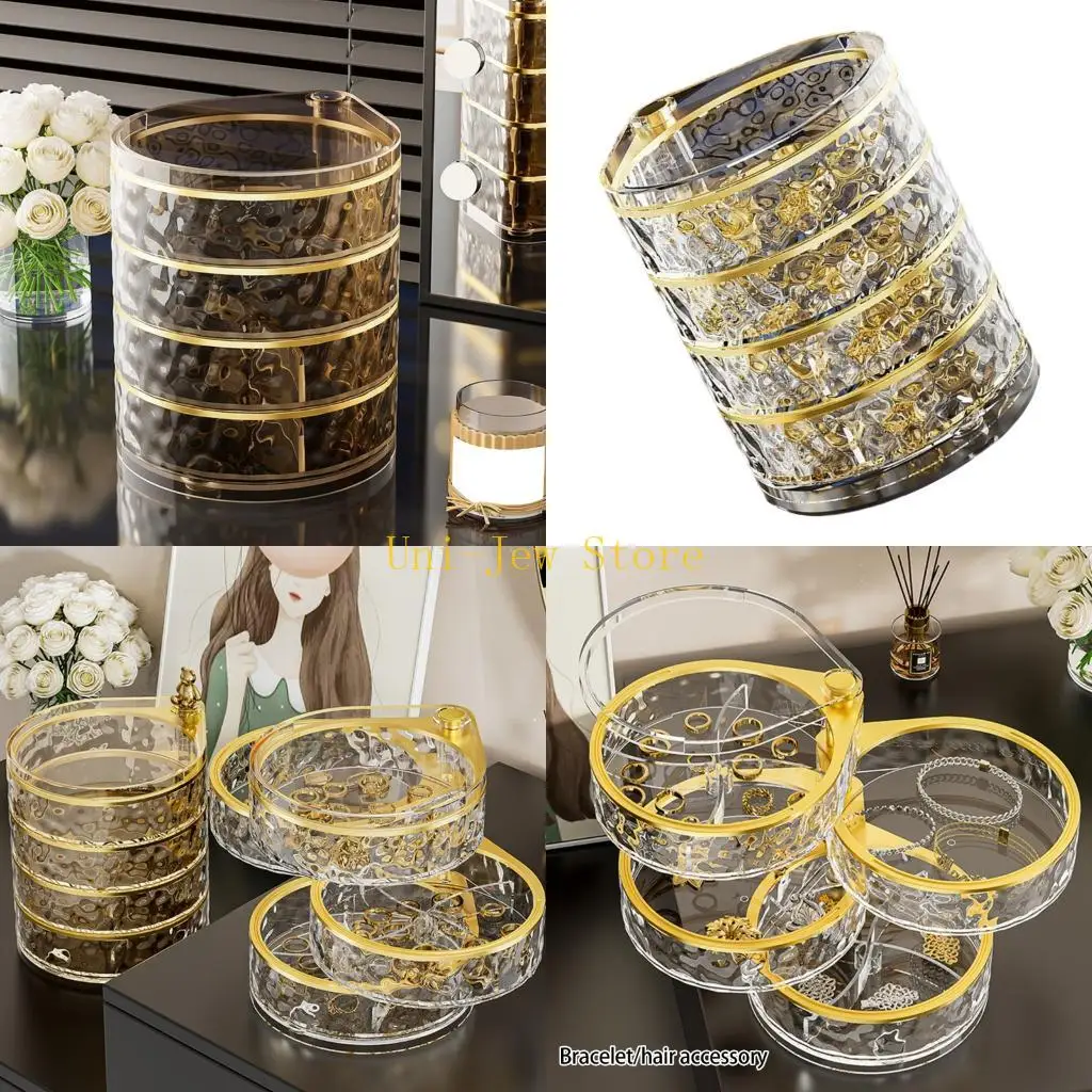

40GB Portable Rotatable Jewelry Case Multiple Layer Storage Solution for Earrings Rings Home Office Daily Casual Use