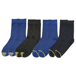 CLEVER-MENMODE 4 Pairs Business Men Socks Sexy Cotton Formal Mid Tube Soft Durable Casual Sweat absorb Breathable Male Socks