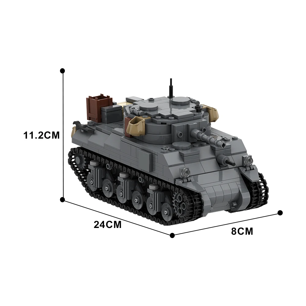 Gobricks MOC M4 Sherman Танк Строительный блок Модель танка Sherman M4 Бронированная машина Взрослые дети Сборка игрушек Праздничные подарки