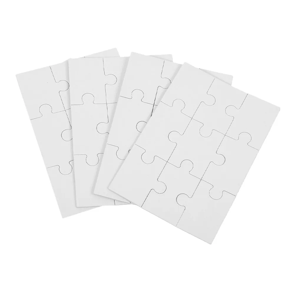 

4 Sheets Blank Sublimation Puzzle Heat Transfer Wood Jigsaw Pieces for DIY Custom Photo Craft Sublimation Transfer Puzzle