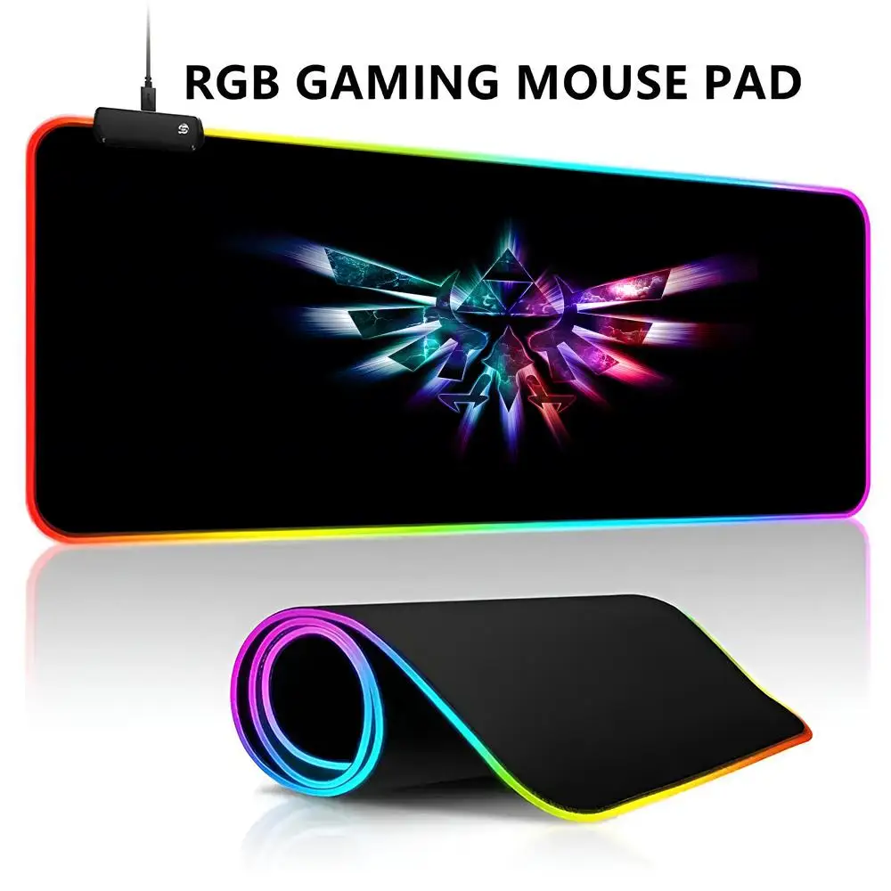 Zeldas RGB LED Light Gaming Mousepad Waterproof Large Gamer Carpet Big Mause Keyboard Pad PC Desk Play Mat with Backlit