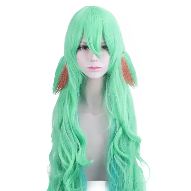 Peruca e Orelhas Cosplay Star Guardian, Longas, Verde, Azul, Resistente ao Calor, 43 ", 110cm