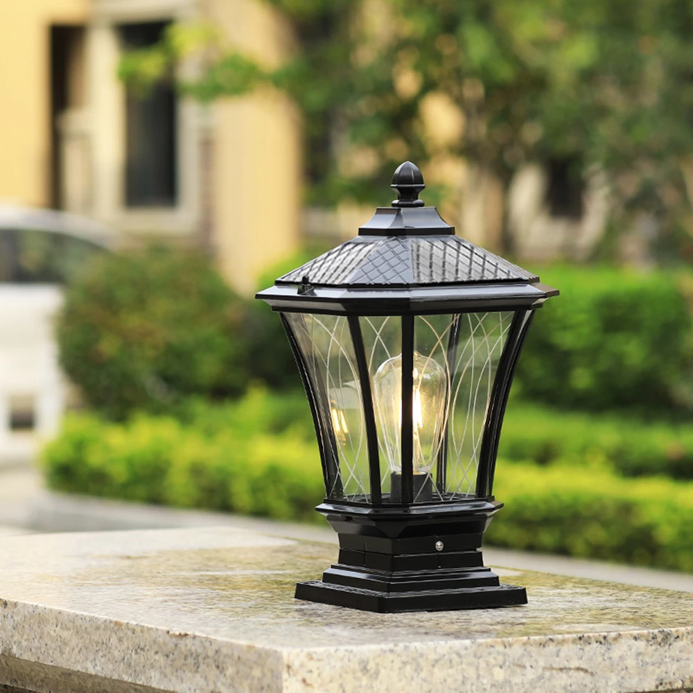 Luz de puerta delantera para exteriores, lámpara de columna para valla de jardín, parque, Pilar, paisaje, Villa, Patio, camino, césped, E27