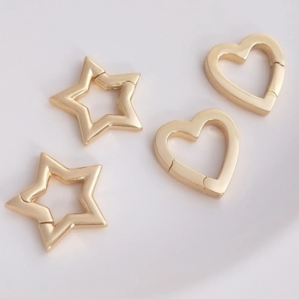 

Universal Buckle Copper Clasps 14K Gold Color Peach Heart Pentagram Spring Buckle DIY Necklace Jewelry Connecting Accessories