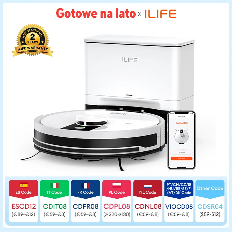 Robot aspirateur et serpillière ILIFE A12 Pro, navigation LIDAR, collecte automatique de la poussière, aspiration 3000Pa, contrôle par application/télécommande
