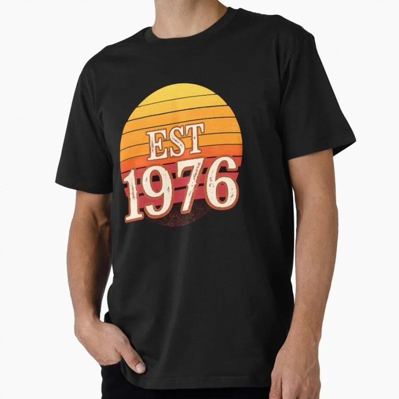 

70s Retro Born in 1976 vintage 50th birthday gift Gift T shirt Men's 100% cotton Short Sleeve Graphic clothes All size tee S-6XL