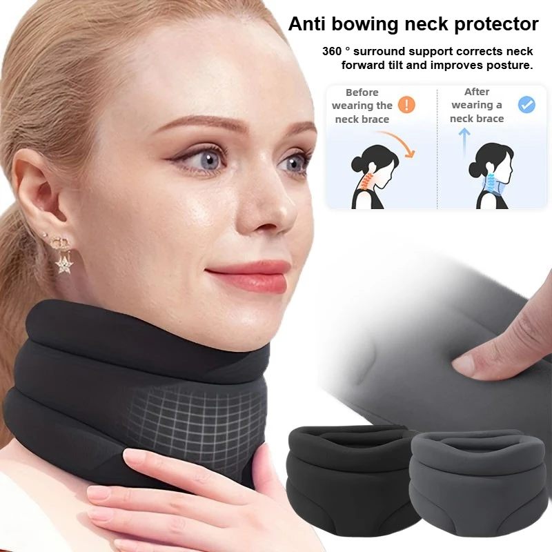 

Sponge neck support, neck forward leaning fixation correction, universal anti sagging neck protector for office and home use