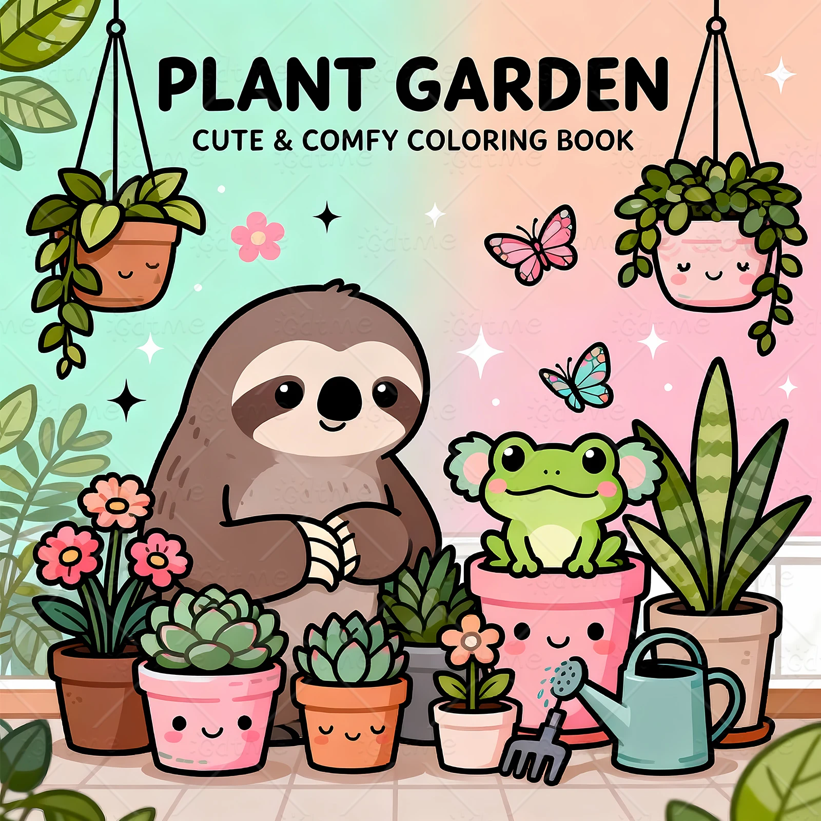 PLANT GARDEN Malbuch mit einfachen Mustern für Erwachsene, niedliches Zeichenbuch, perfektes Geschenk für Party und Geburtstag ﻿