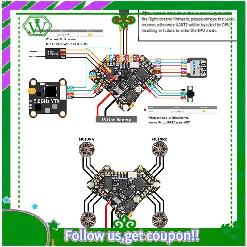 

Reliable-F435 NEO 1S AIO Flight Controller ICM42688P 16MB 5A 4-In-1 ESC Dshot300 TYPE-C For RC FPV Drones