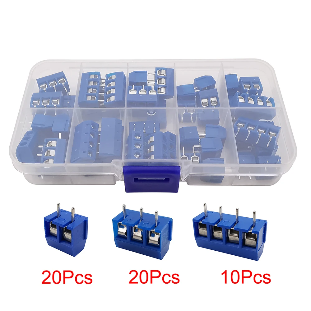 

50 шт./кор. KF301 винт 5,0 мм клеммная колодка 2-контактный 3-контактный 4-контактный соединитель клеммной колодки для печатной платы