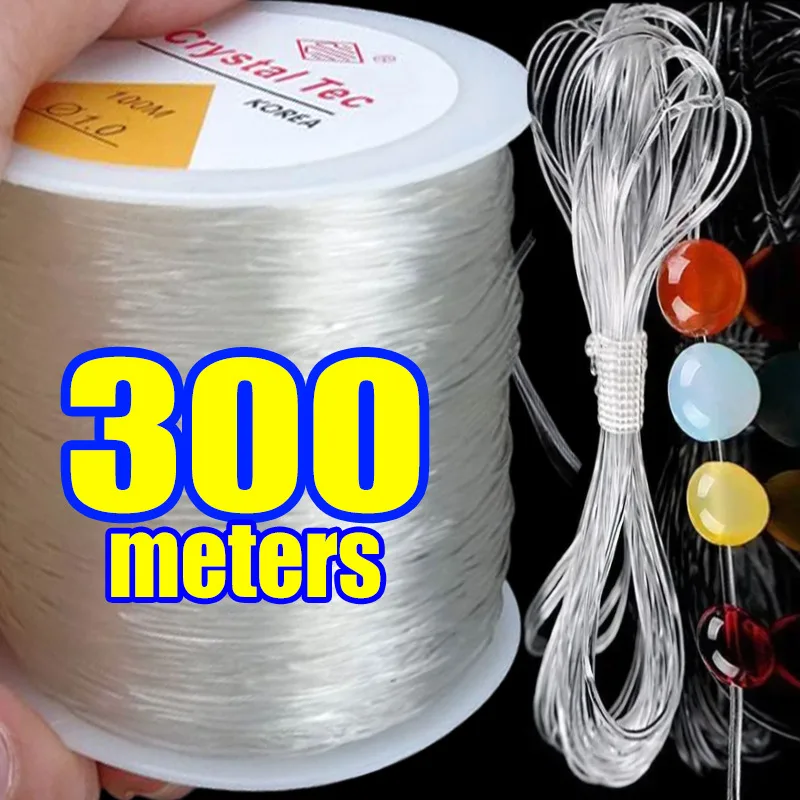 100/300 متر مطاطا الديكور الموضوع 0.5-1 مللي متر تمتد سلسلة DIY بها بنفسك صنع المجوهرات القلائد أساور قوية دائم كريستال الحبل الموضوع