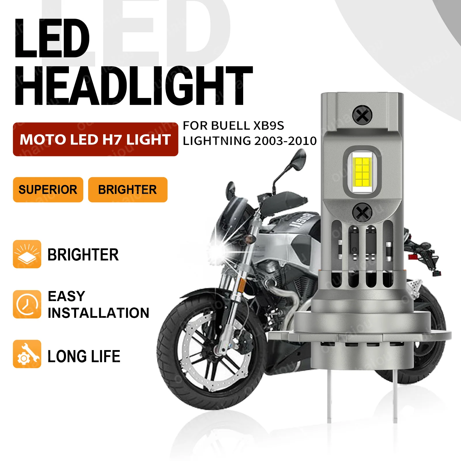 

For Buell XB9S Lightning 2003 2004 2005 2006 2007 2008 2009 2010 H7 6000K White 12V Motorcycle LED Headlights Motorbike Lamp