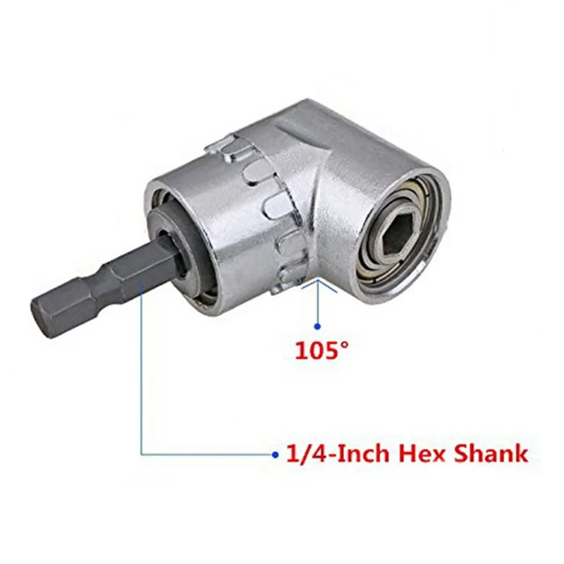 

2025 Hot Style 2PCS Right Angle Drill,105 Degree Multifunction Right Angle Driver With 1/4Inch Hex Bit Socket Screwdriver Holder