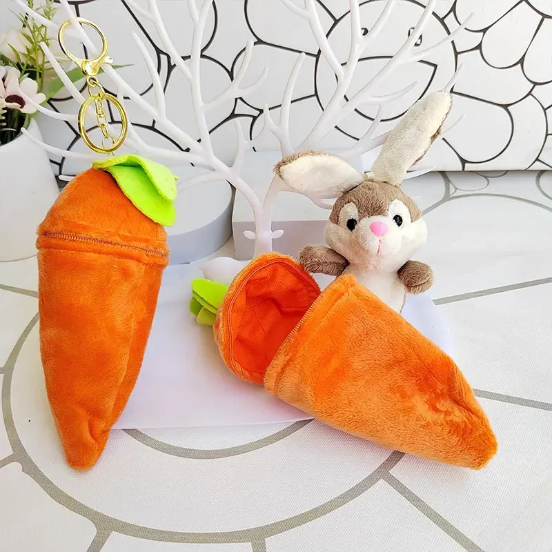 Cute Carrot Rabbit Pendant, Plush Toy, Bunny Doll, Bag, Pendant, Coin Purse, Doll Keychain