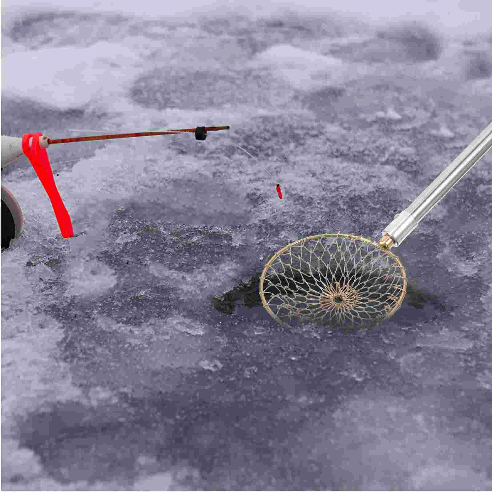 

Stainless Steel Ice Fishing Scoop Net 40cm Single Section Pole Braided Metal Mesh Fishing Supplies Portable Small