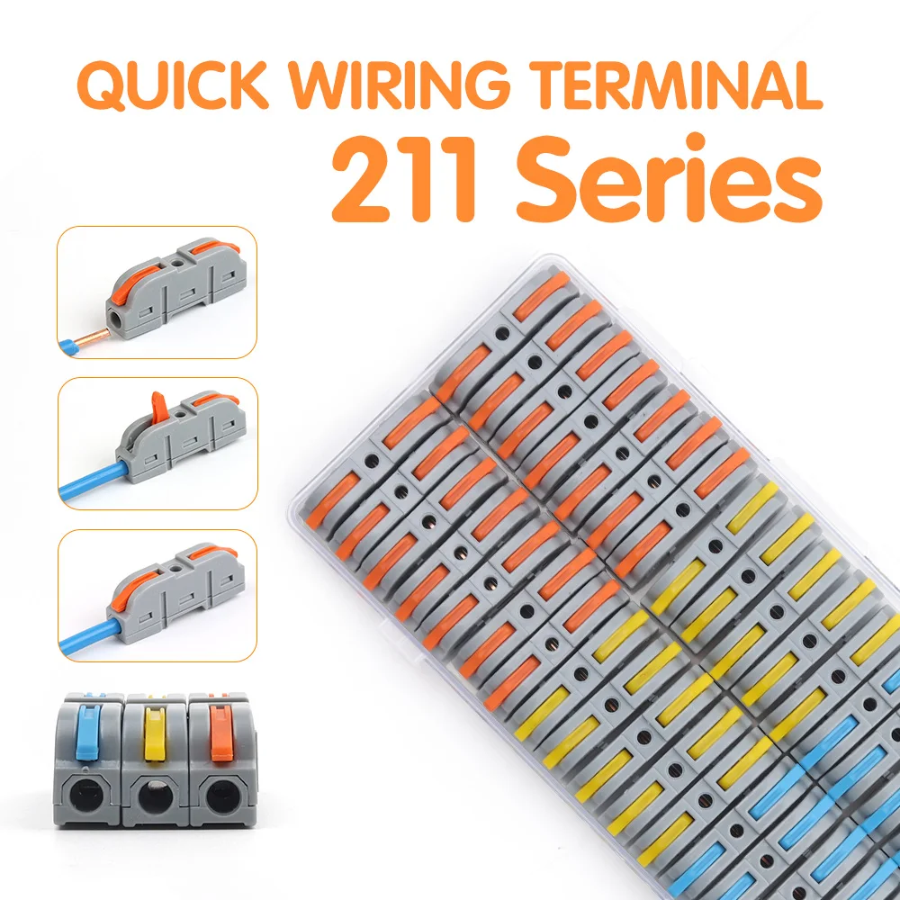 

25/34PCS Fast Lever Electrical Cable Wire Connectors Boxed And Bulk Universal Splitter Push-in Terminal Block Home Junction Box