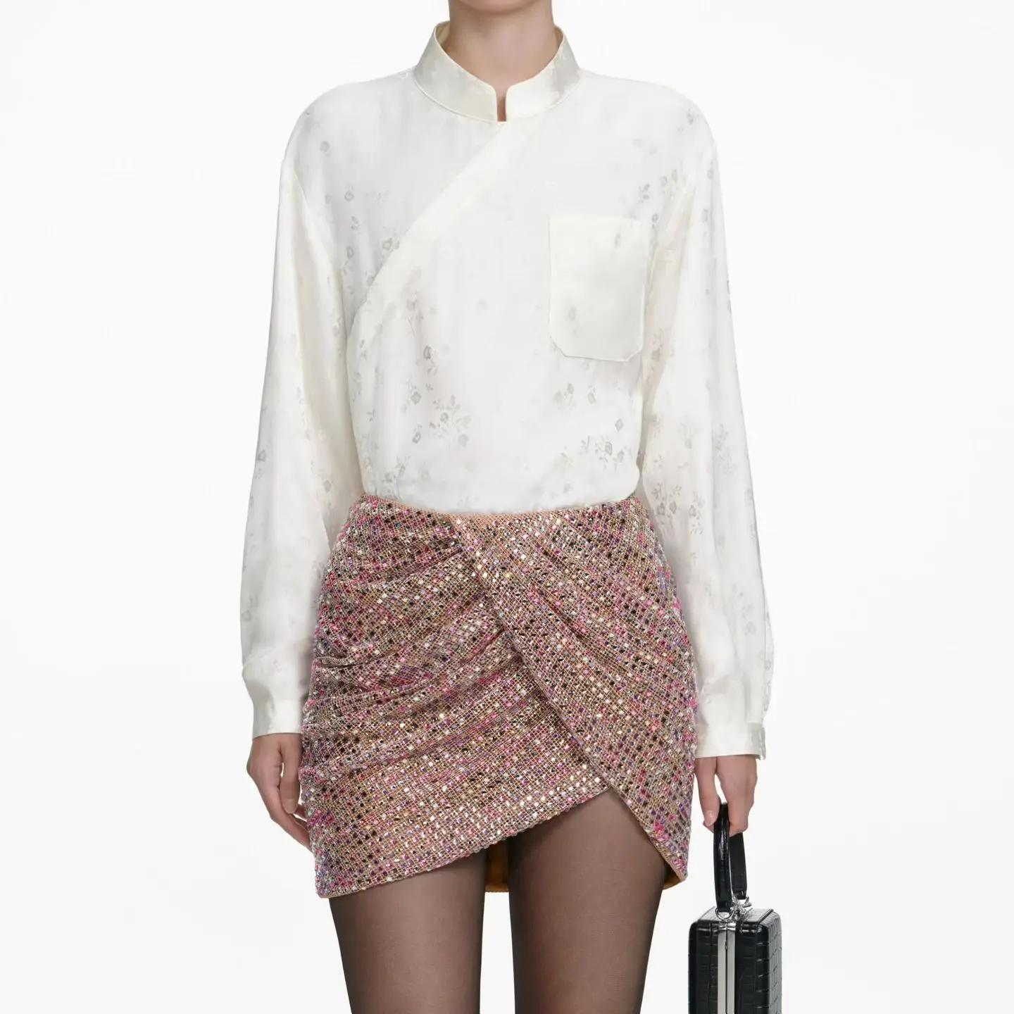 

Женская нерегулярная цветная юбка с бриллиантами, модная мини-юбка с высокой талией