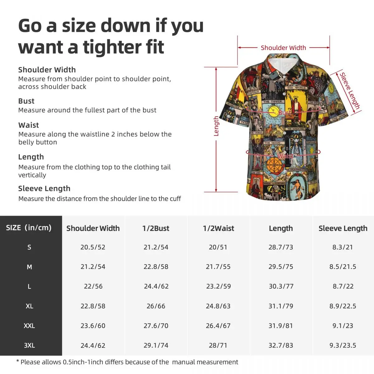 Tarot Hawaiian Shirt Men Beach A Major Arcana Print Casual Shirts Short Sleeve Breathable Design Novelty Oversize Blouses