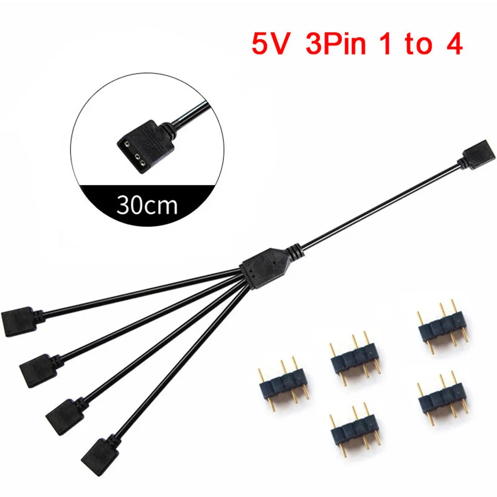 ARGB 5V 3pin prodloužení kabel adaptér 30cm 1 na 5 3pin RGB rozbočovač kabel pro MSI A SUS asrock AURA LED 3pin prodloužení kabel adap