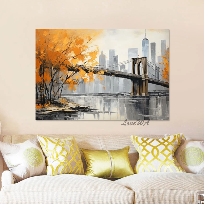 

Abstract Building Landscape Oil Painting Canvas Work Wholesale Of 3d Picture Frameless Art Restaurant Wall Decoration Gifts