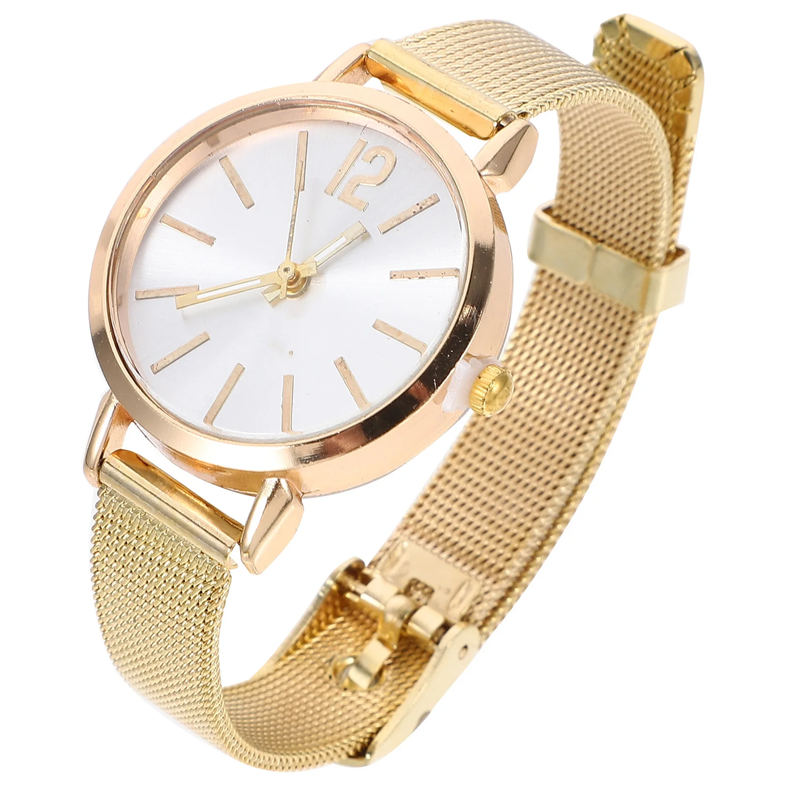 

Fashion Women Watch Mesh Belt Elegant Waterproof Design Birthday Wedding Gift For Her Quartz Watch With Mesh Belt Golden
