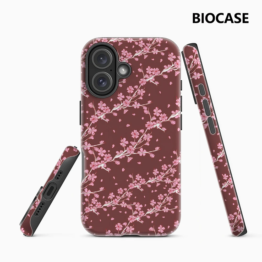 

Чехол для телефона Cherry Blossom Rouge с магнитным креплением для iPhone 17 16 15 14 13 Pro Max Plus, однослойный/двухслойный прочный чехол